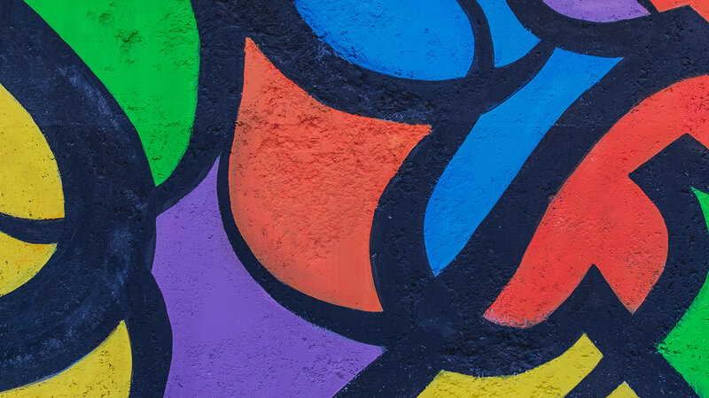 Colorful Graffiti Wall — Blue, Vibrant