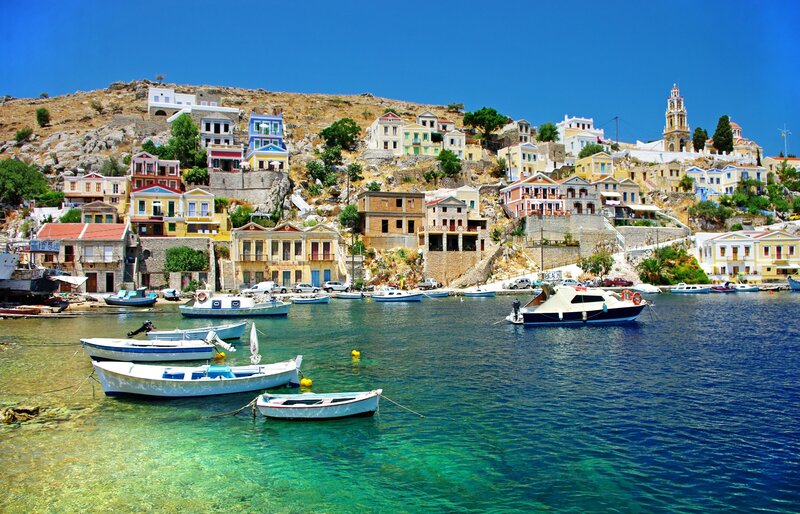 Colorful Greek island village