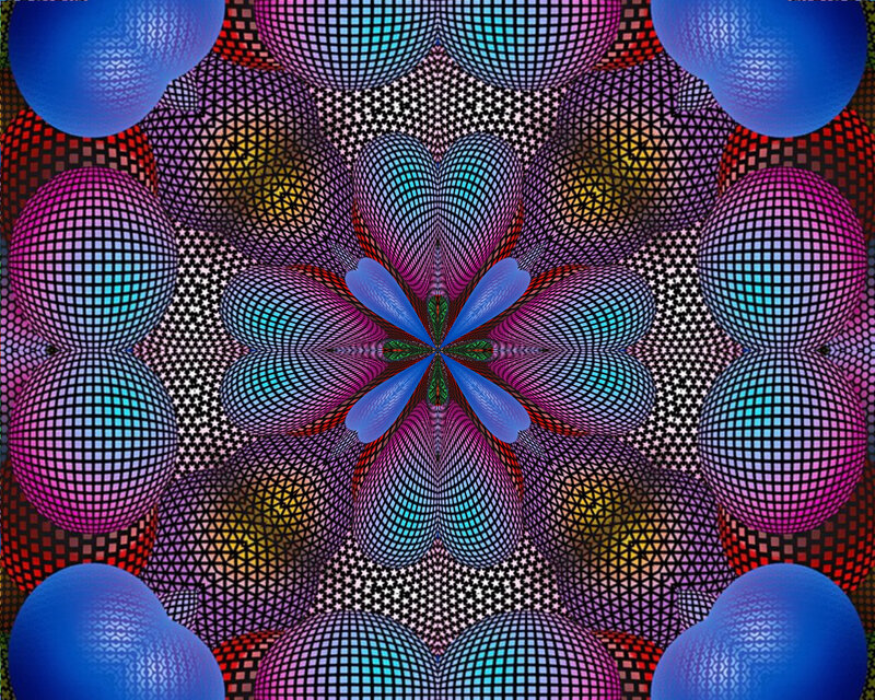 Colorful grid sphere pattern