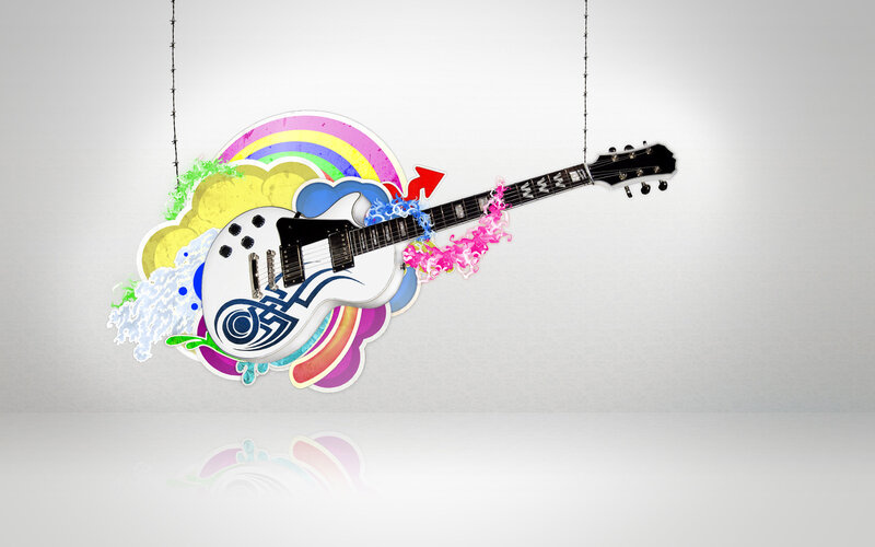 Colorful guitar art design