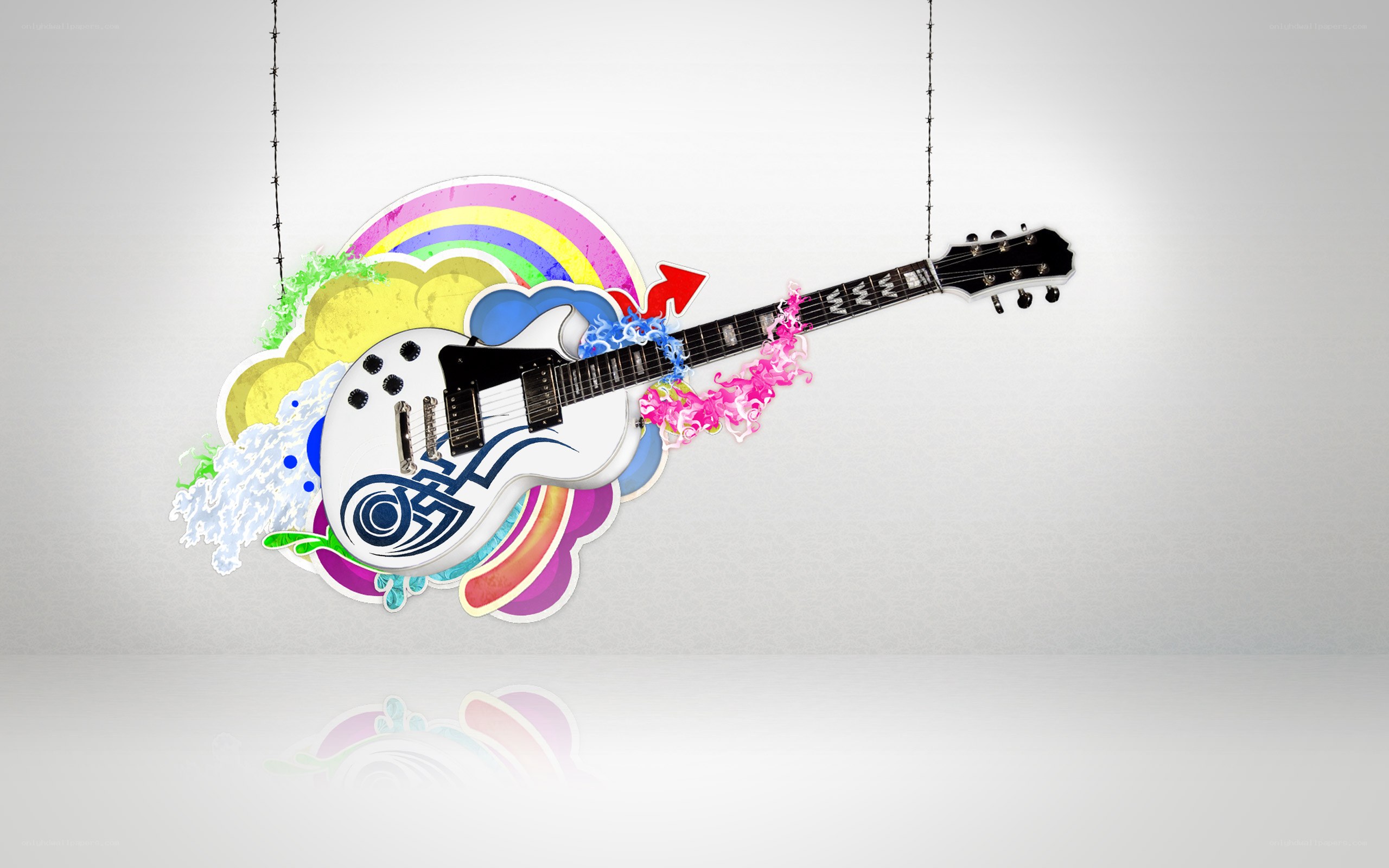Colorful guitar art design