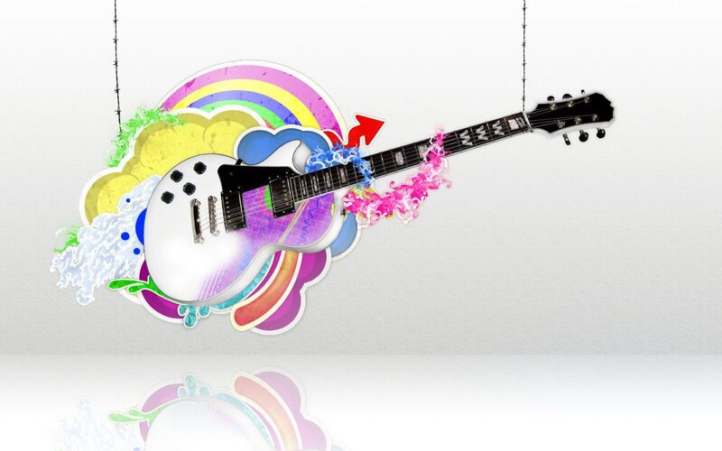 colorful guitar art illustration