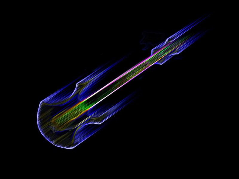 colorful guitar light trail