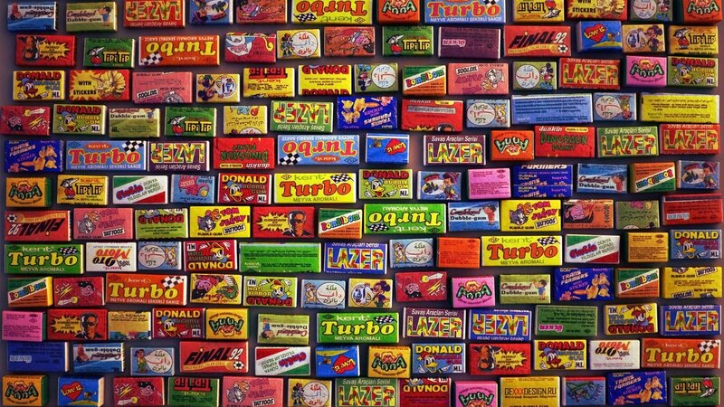 Colorful gum packet collection