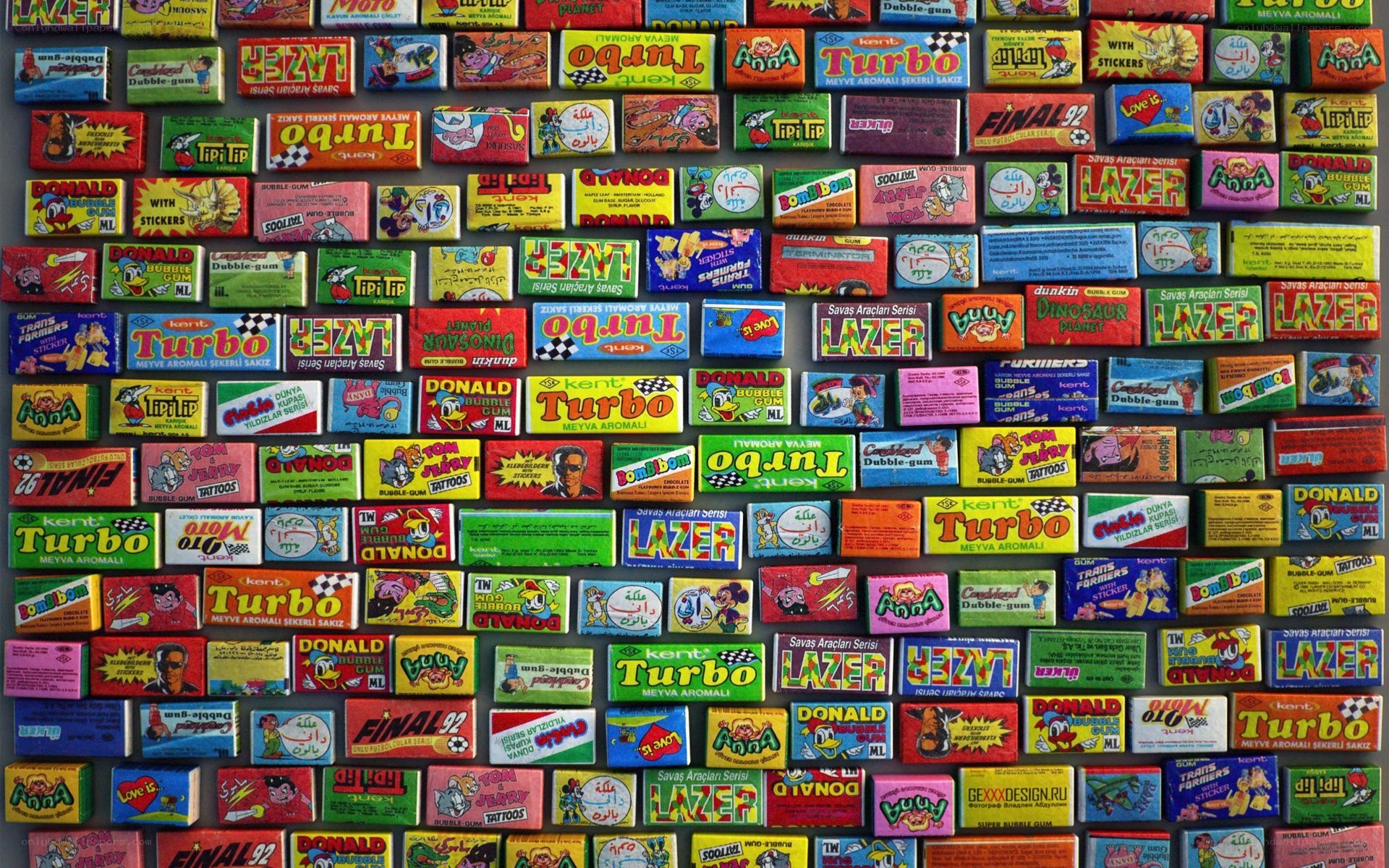 Colorful gum wrappers collection