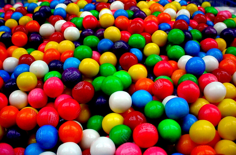Colorful gumballs in a pile