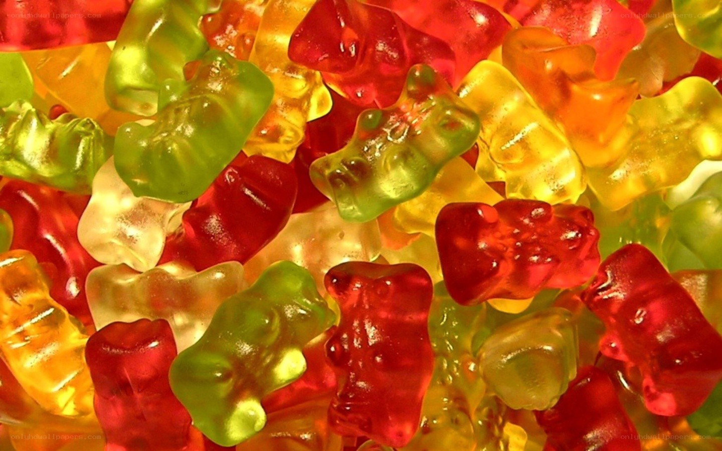 Colorful gummy bears close-up