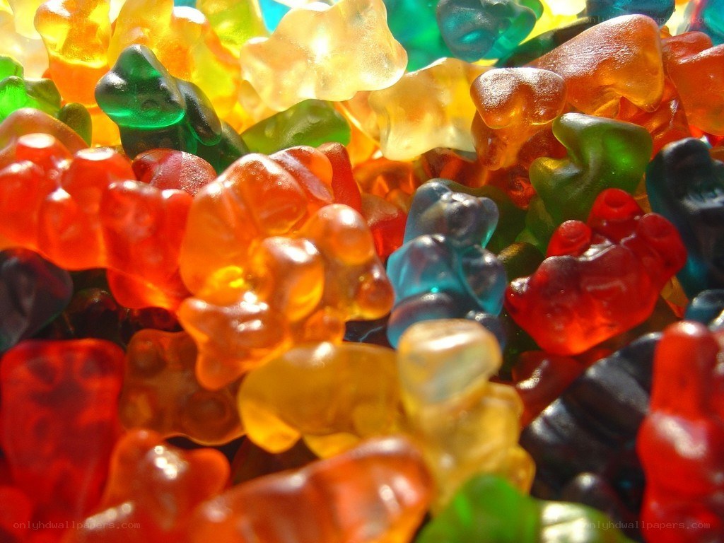 Colorful gummy bears close-up