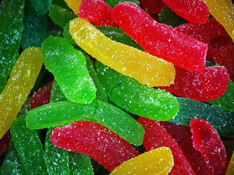 Colorful Gummy Candies — Red, Bright, Photograph, Sugar Coating