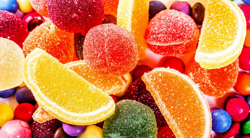 Colorful Gummy Candies — Yellow, Bright, Photograph, Sugar Coating, Candy Shapes