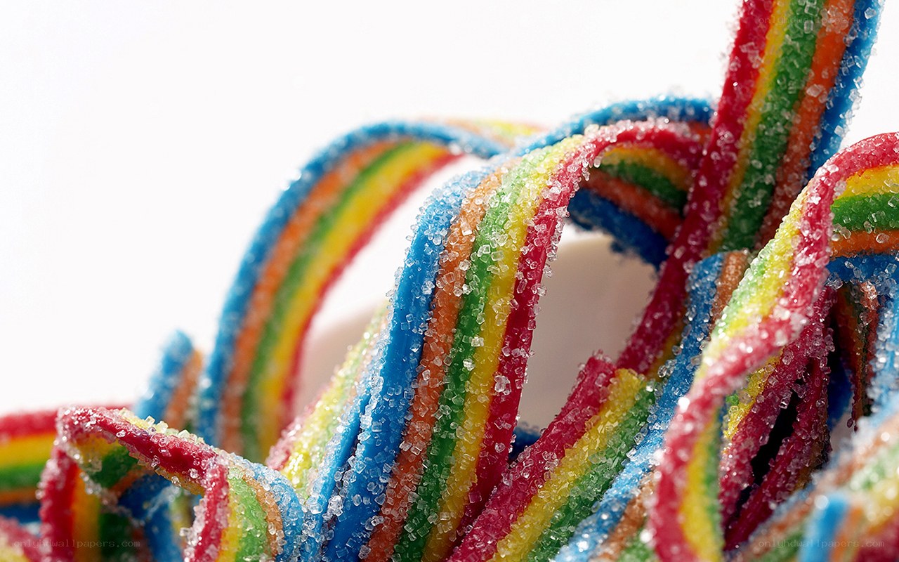 Colorful gummy candy strips