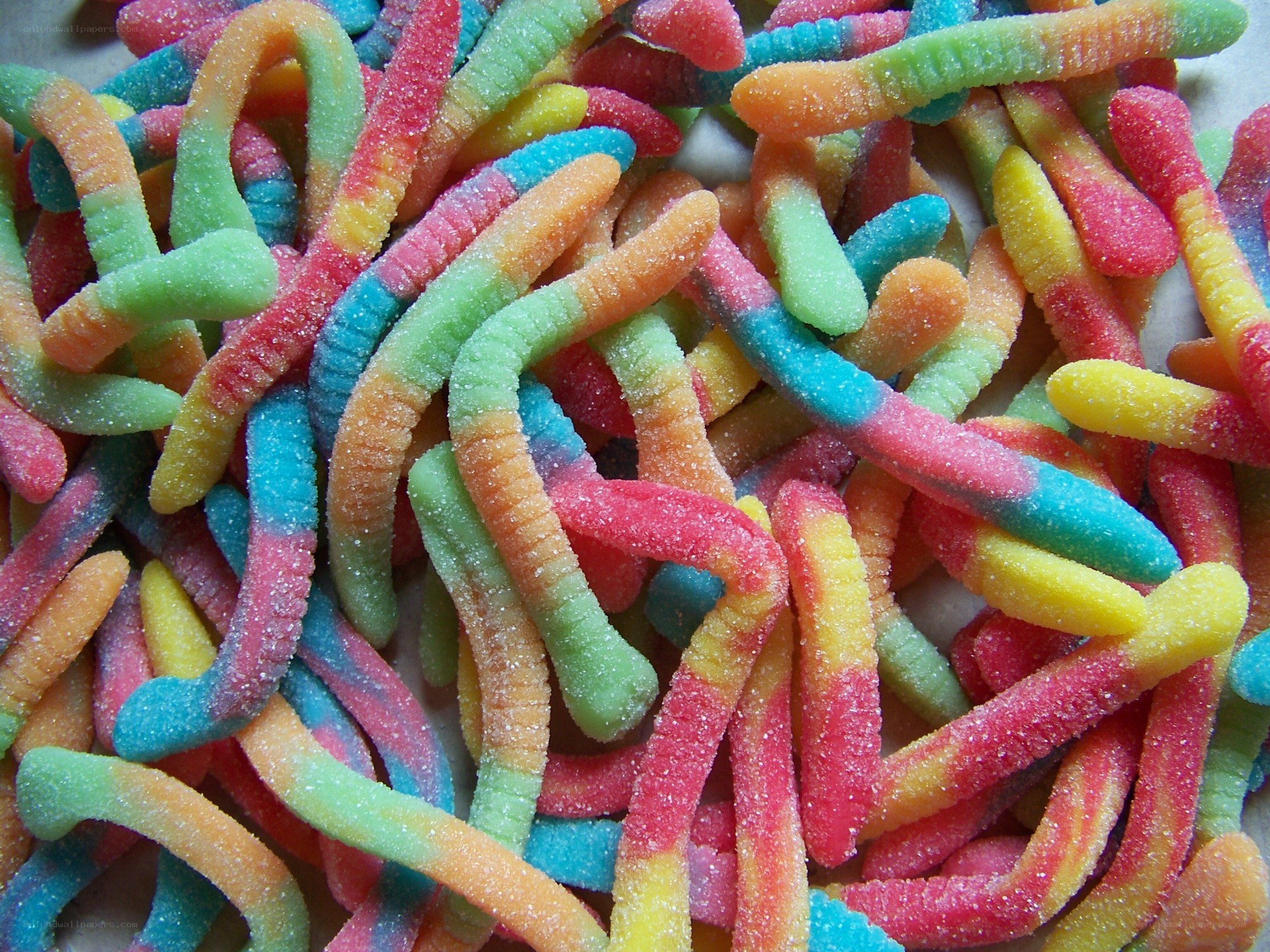 Colorful gummy worms