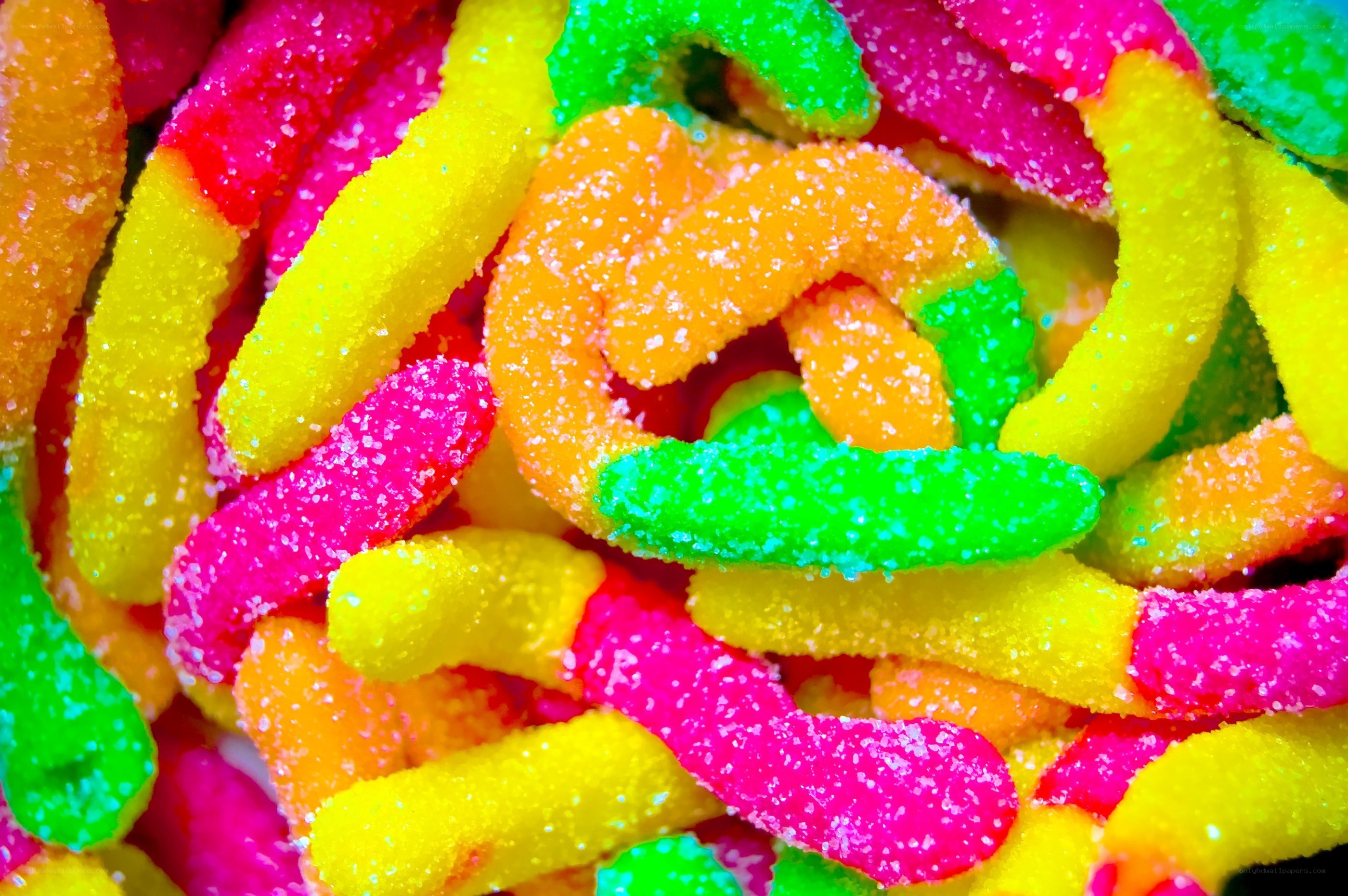 Colorful gummy worms