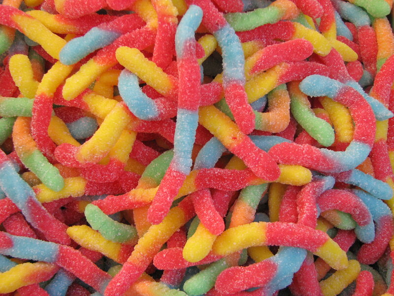 Colorful Gummy Worms — Red, Bright