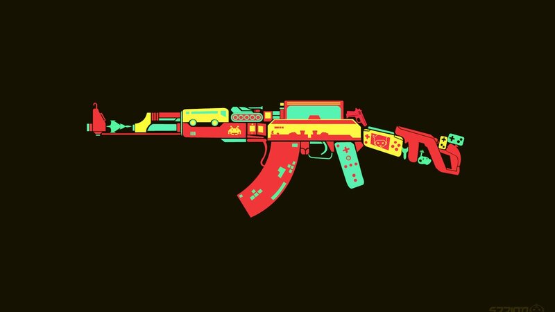 Colorful Gun Illustration — Red
