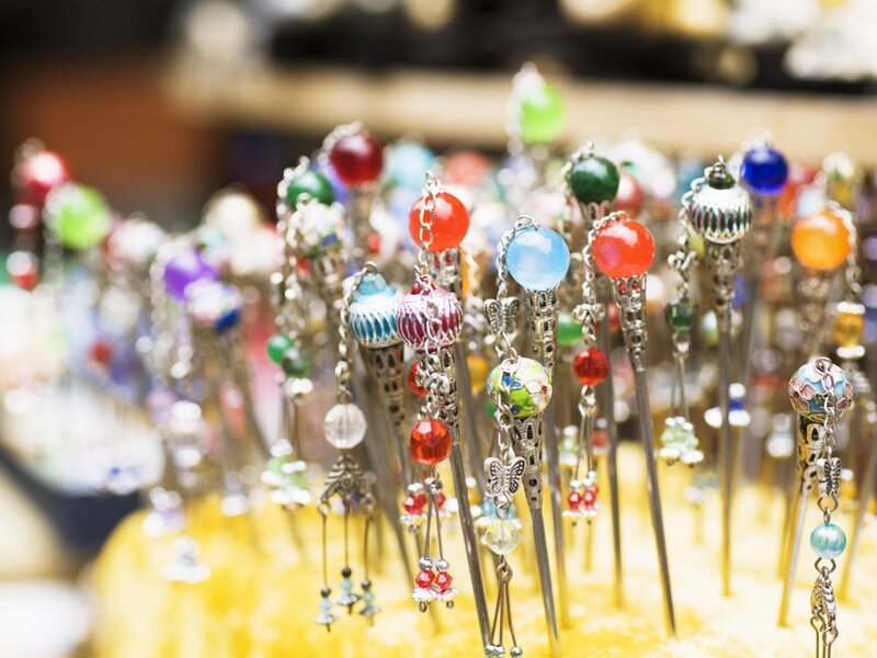 Colorful Hairpins on Display — Yellow