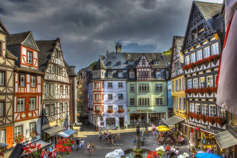 Colorful Half-timbered Buildings — White