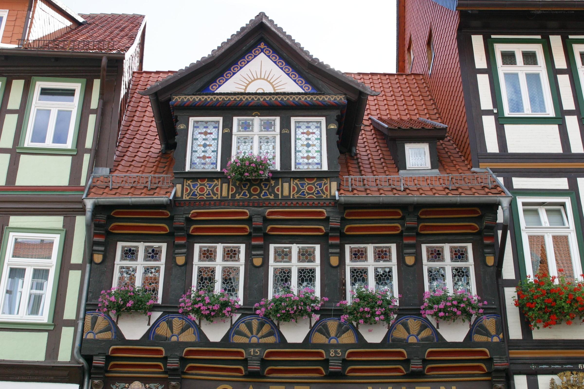 colorful half-timbered house