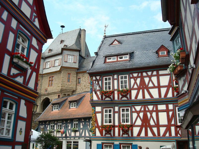 colorful half-timbered houses in Germany