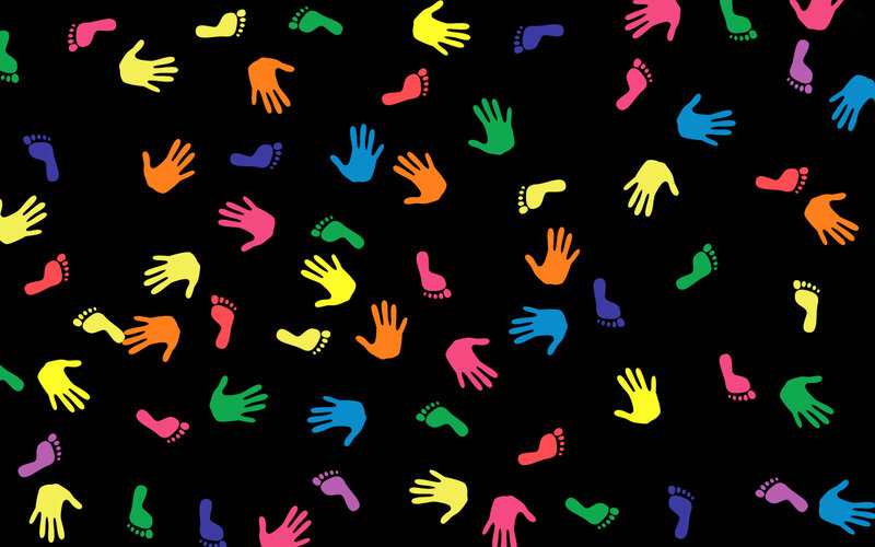 colorful hand and foot prints