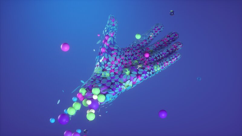 Colorful Hand Made of Spheres