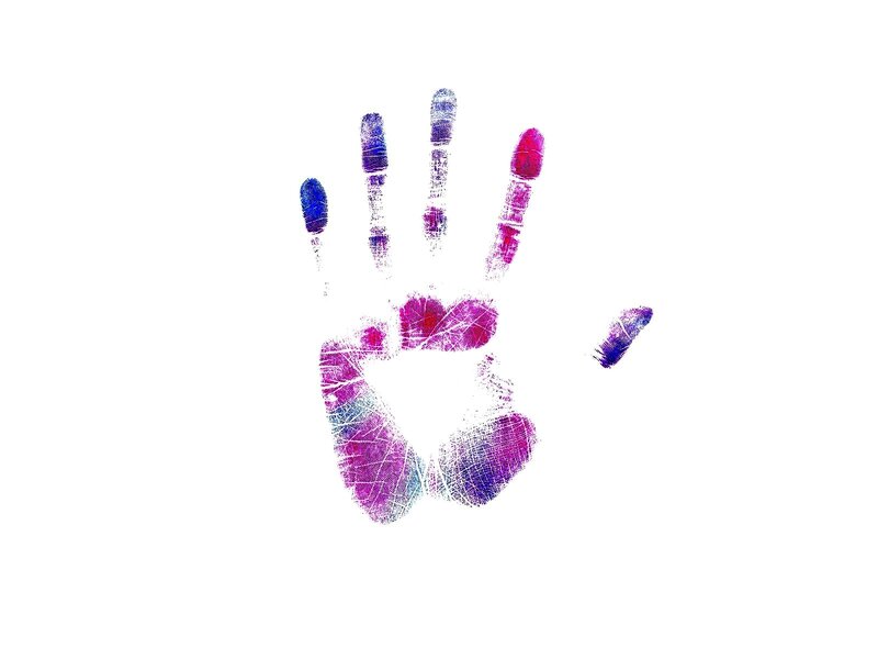 colorful handprint on white