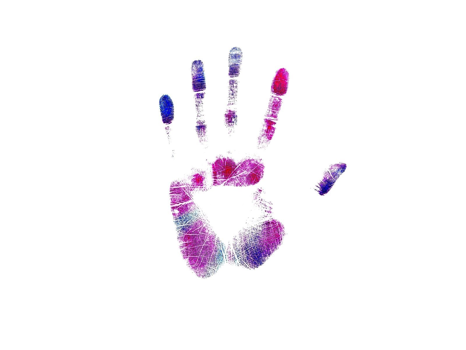 colorful handprint on white