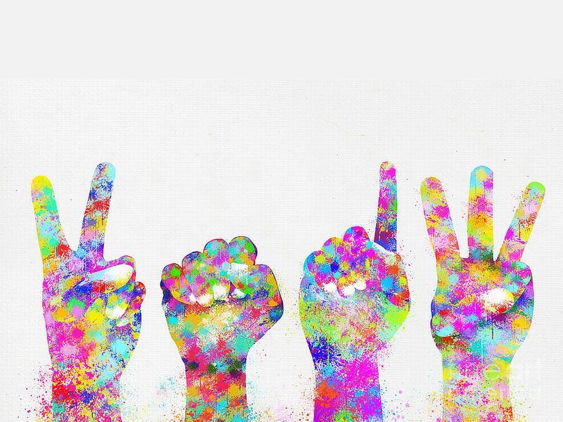 Colorful Hands Making Gestures
