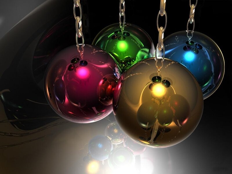 Colorful hanging glass spheres