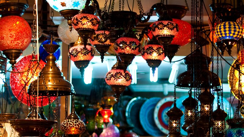 Colorful Hanging Lamps — Red