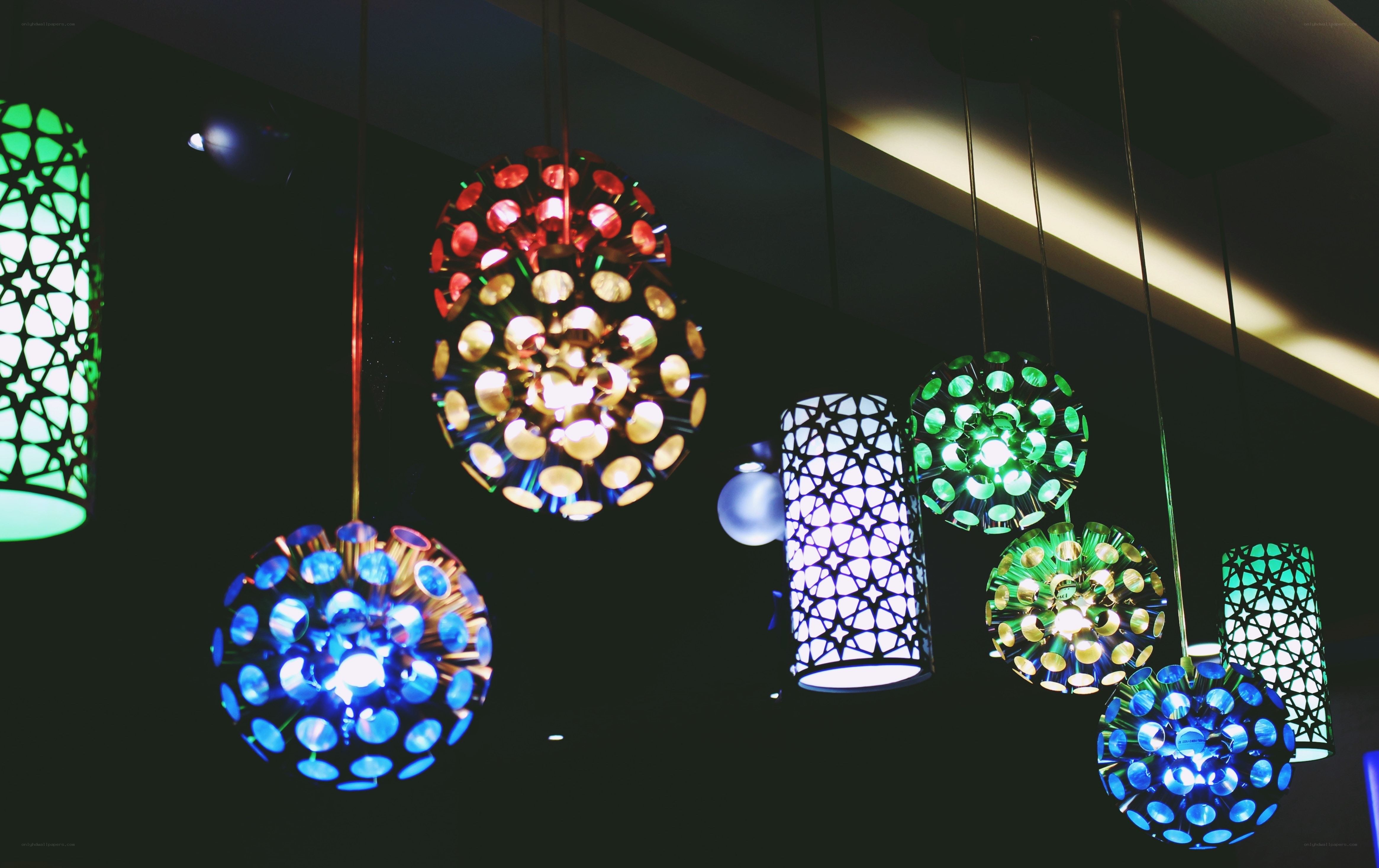 Colorful hanging lamps
