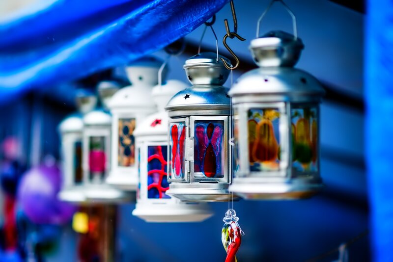 Colorful Hanging Lanterns — Blue