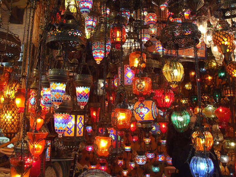 Colorful Hanging Lanterns — Orange, Vibrant