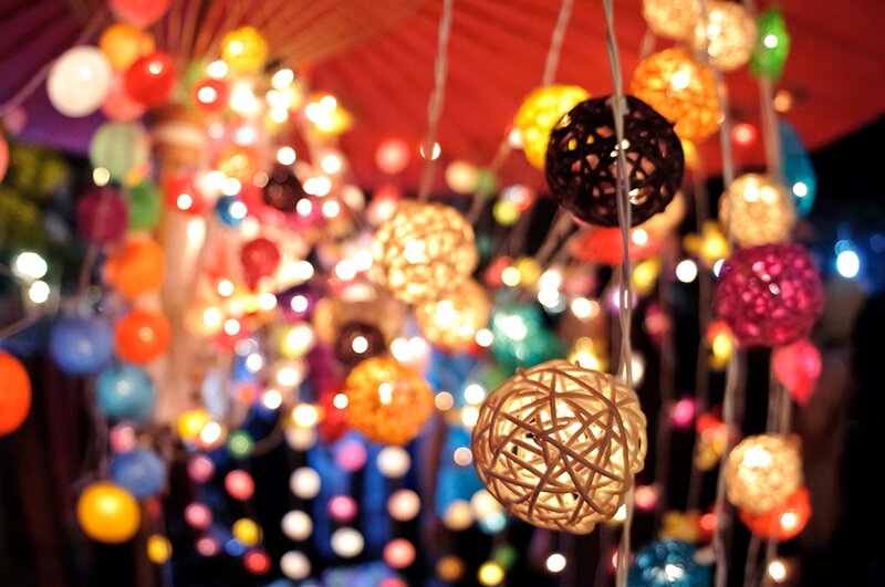 Colorful Hanging Lanterns — Red