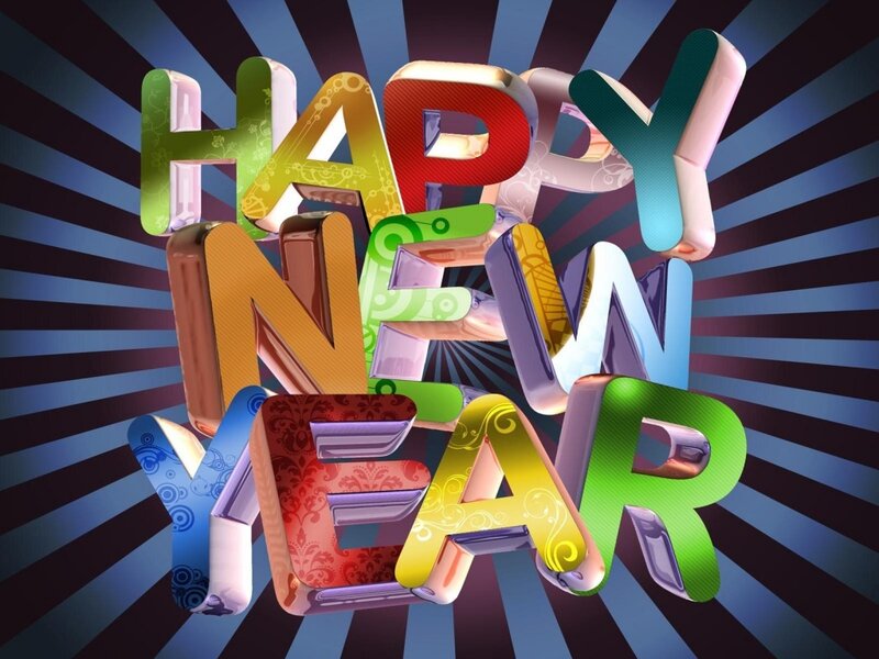 colorful happy new year text