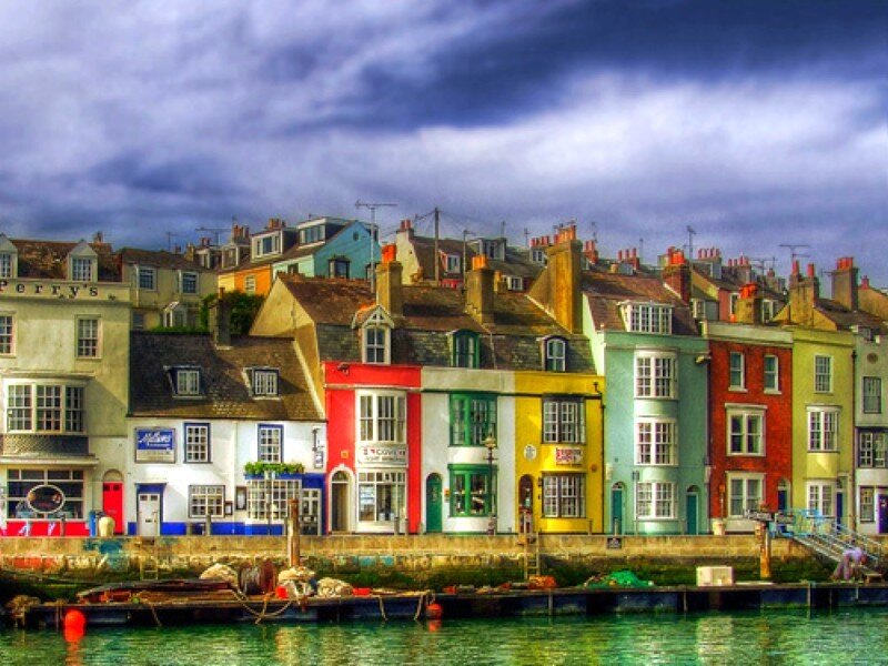 Colorful harbor houses