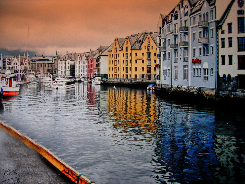 Colorful harbor in Bergen