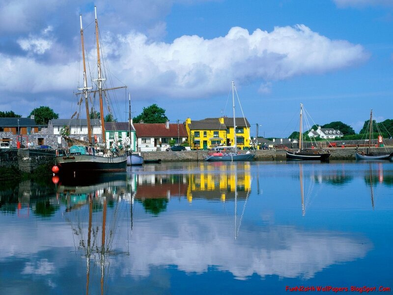 Colorful harbor in Ireland