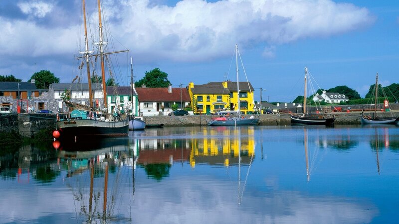 Colorful harbor in Ireland