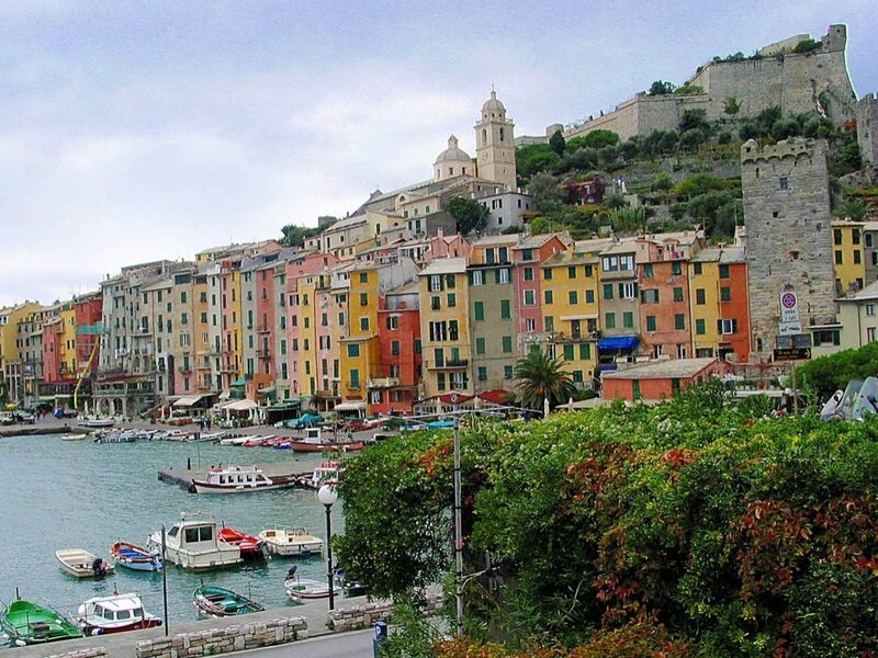 Colorful harbor town in Italy