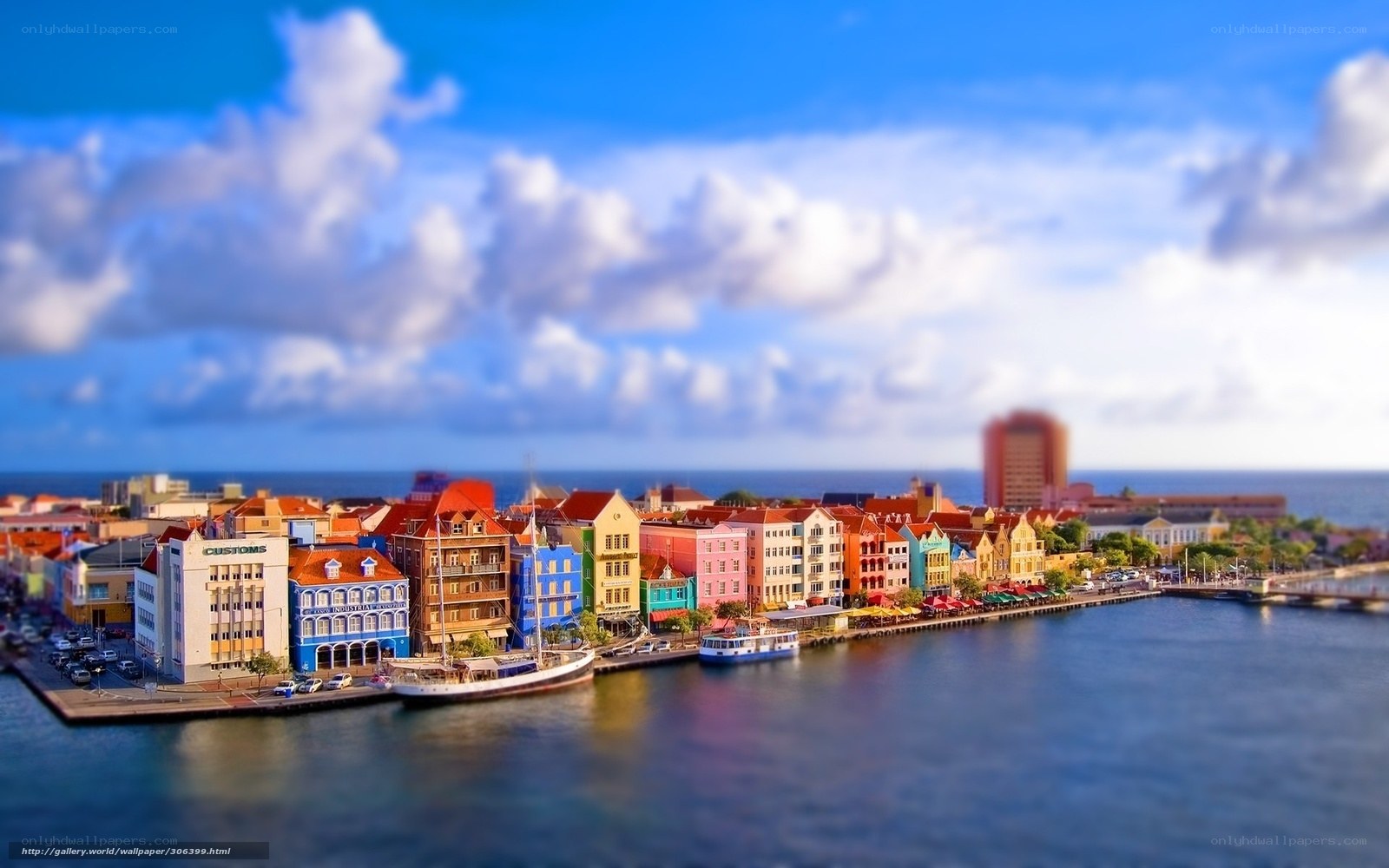 Colorful harbor town