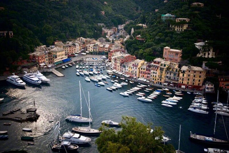 Colorful Harbor Village — Blue, Serene