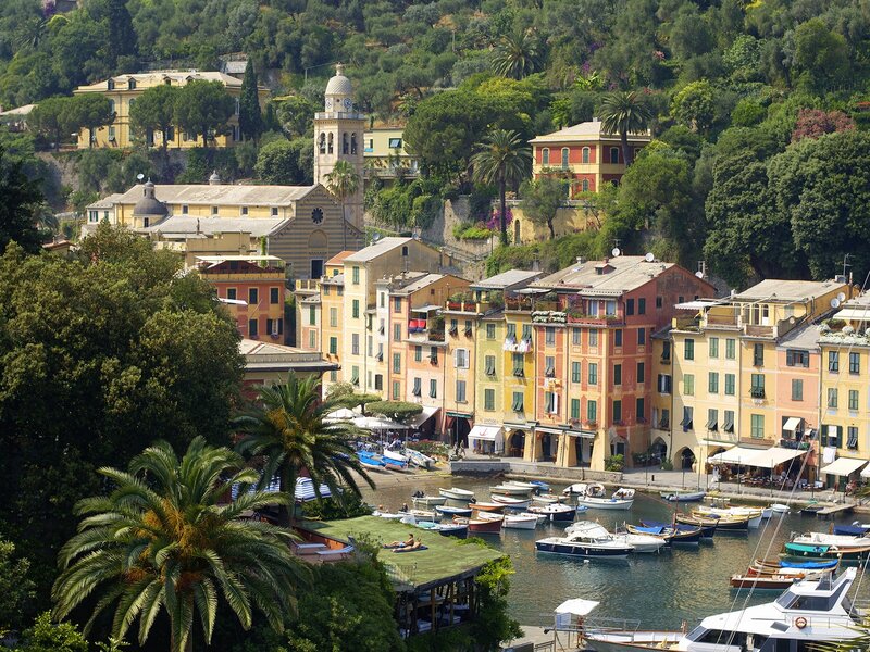 Colorful harbor village in Italy