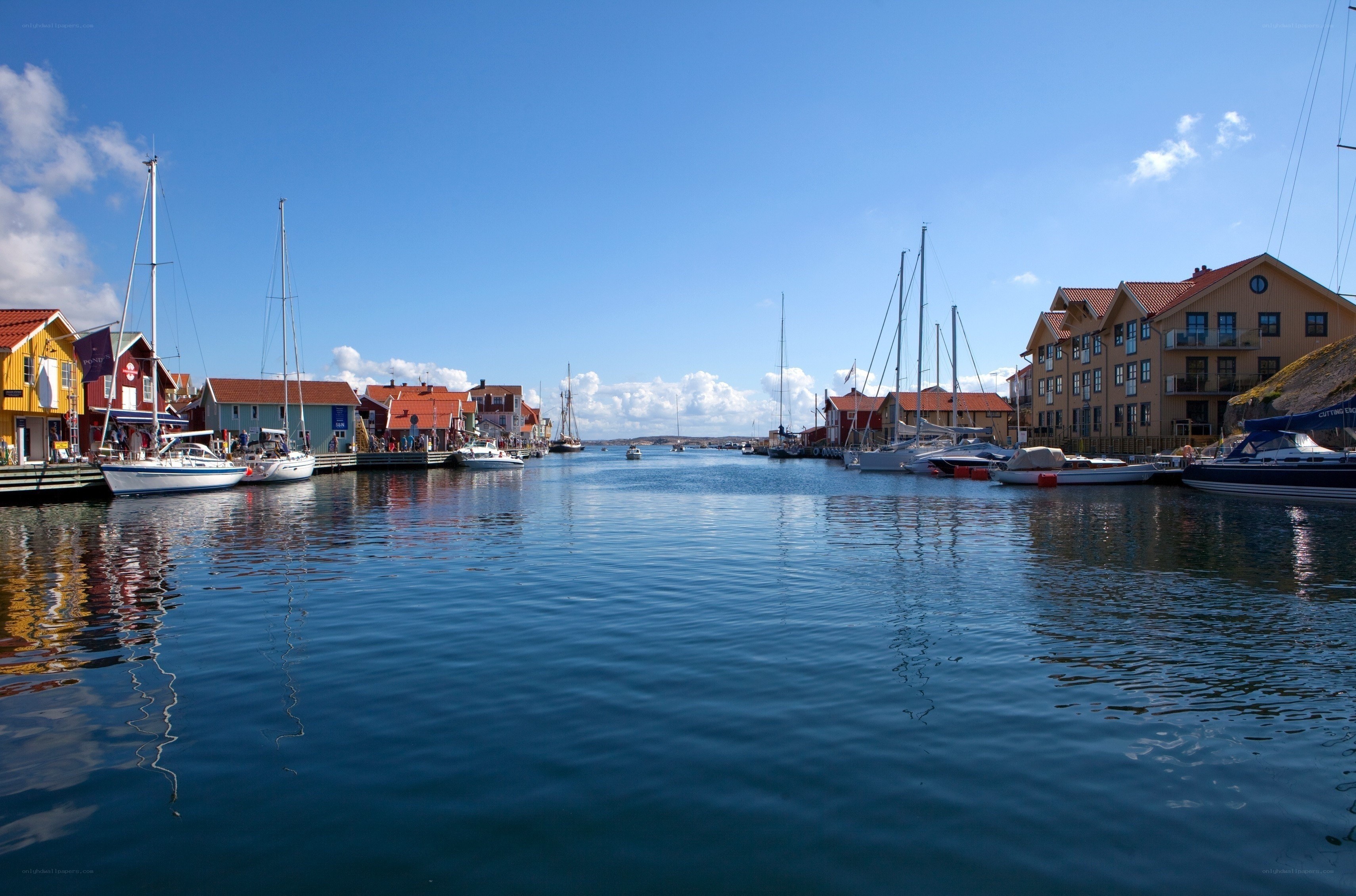 Colorful harbor village