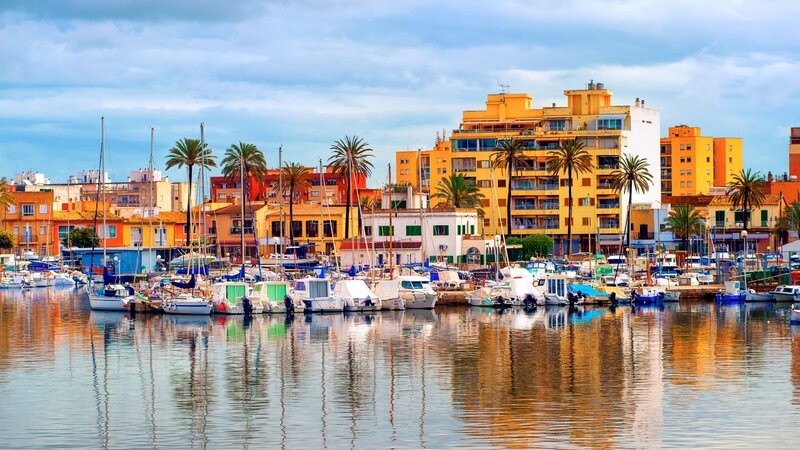Colorful Harbor with Boats