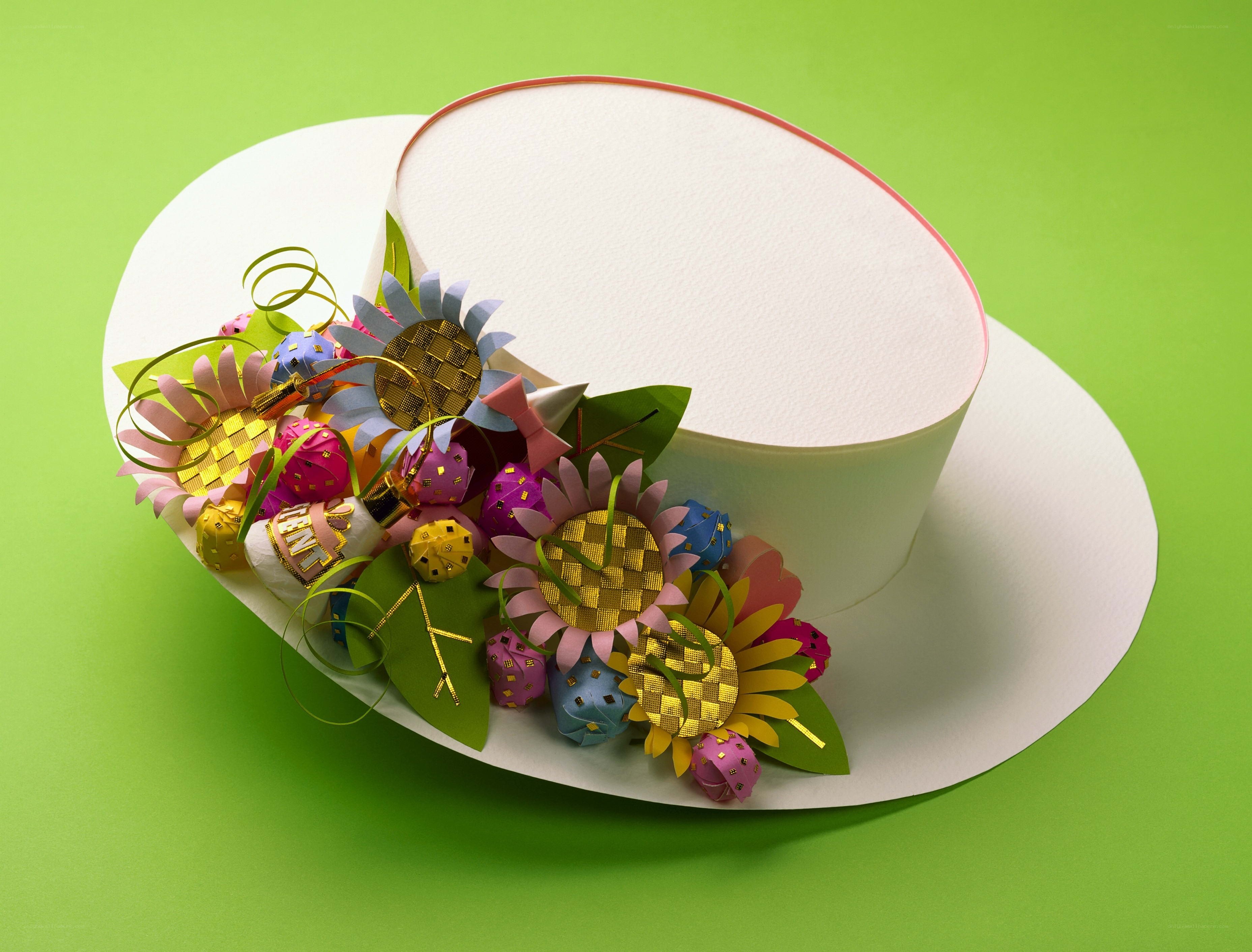 Colorful hat with paper flowers