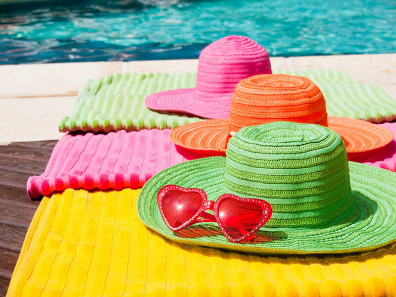 Colorful Hats by Pool