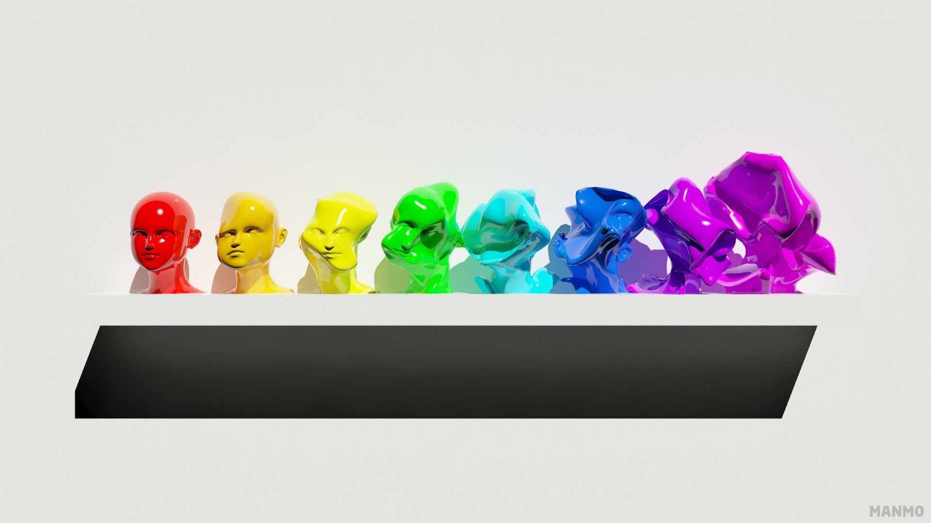 Colorful head sculptures