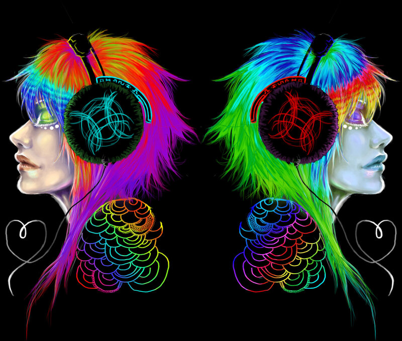 colorful headphones art