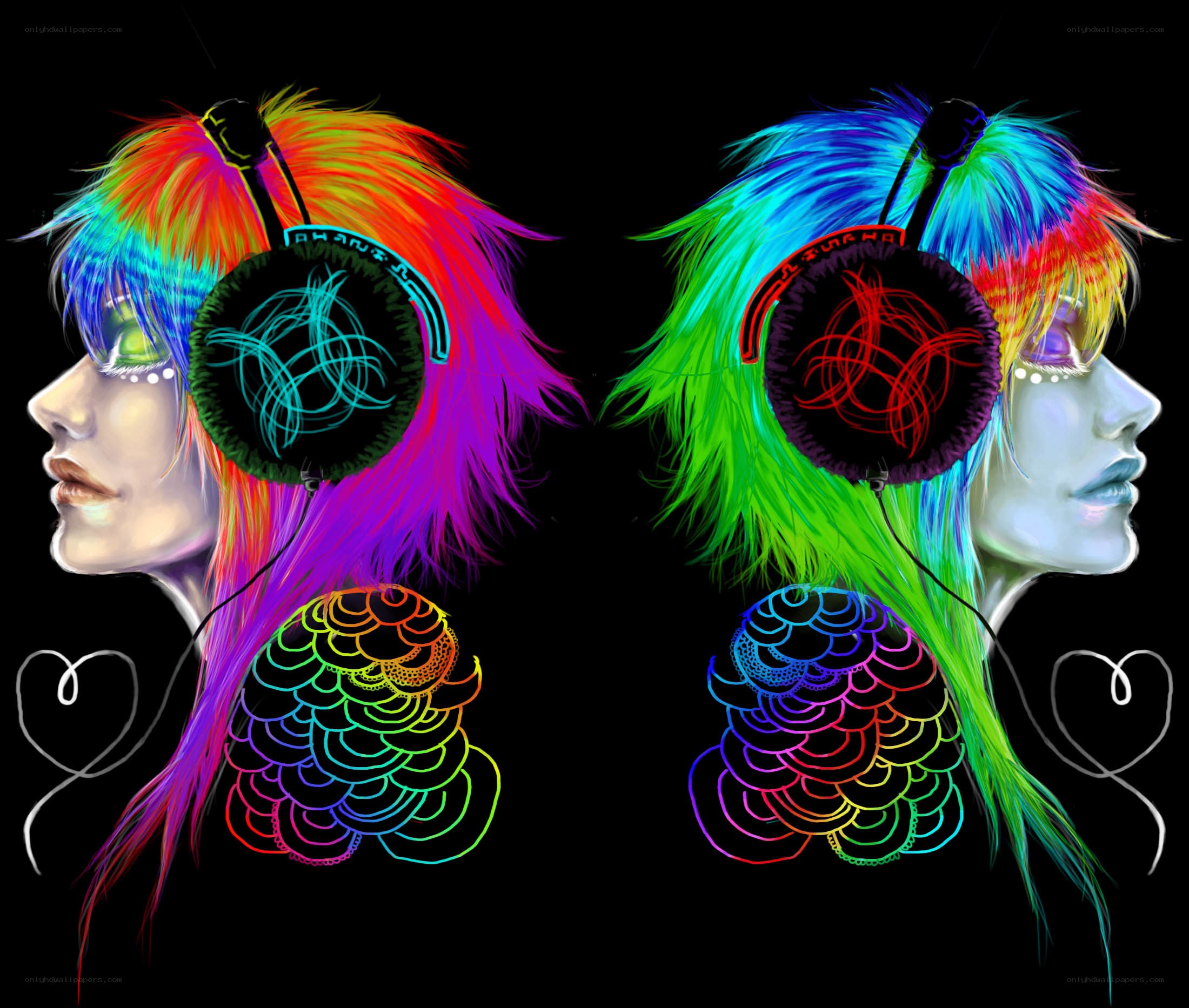 colorful headphones art